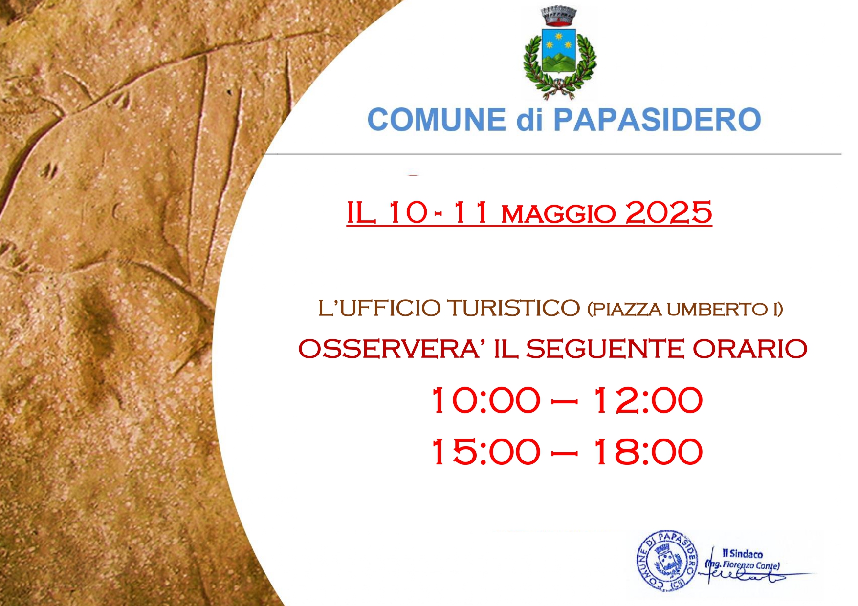 UFFICIO TURISTICO-ORARIO APERTURA